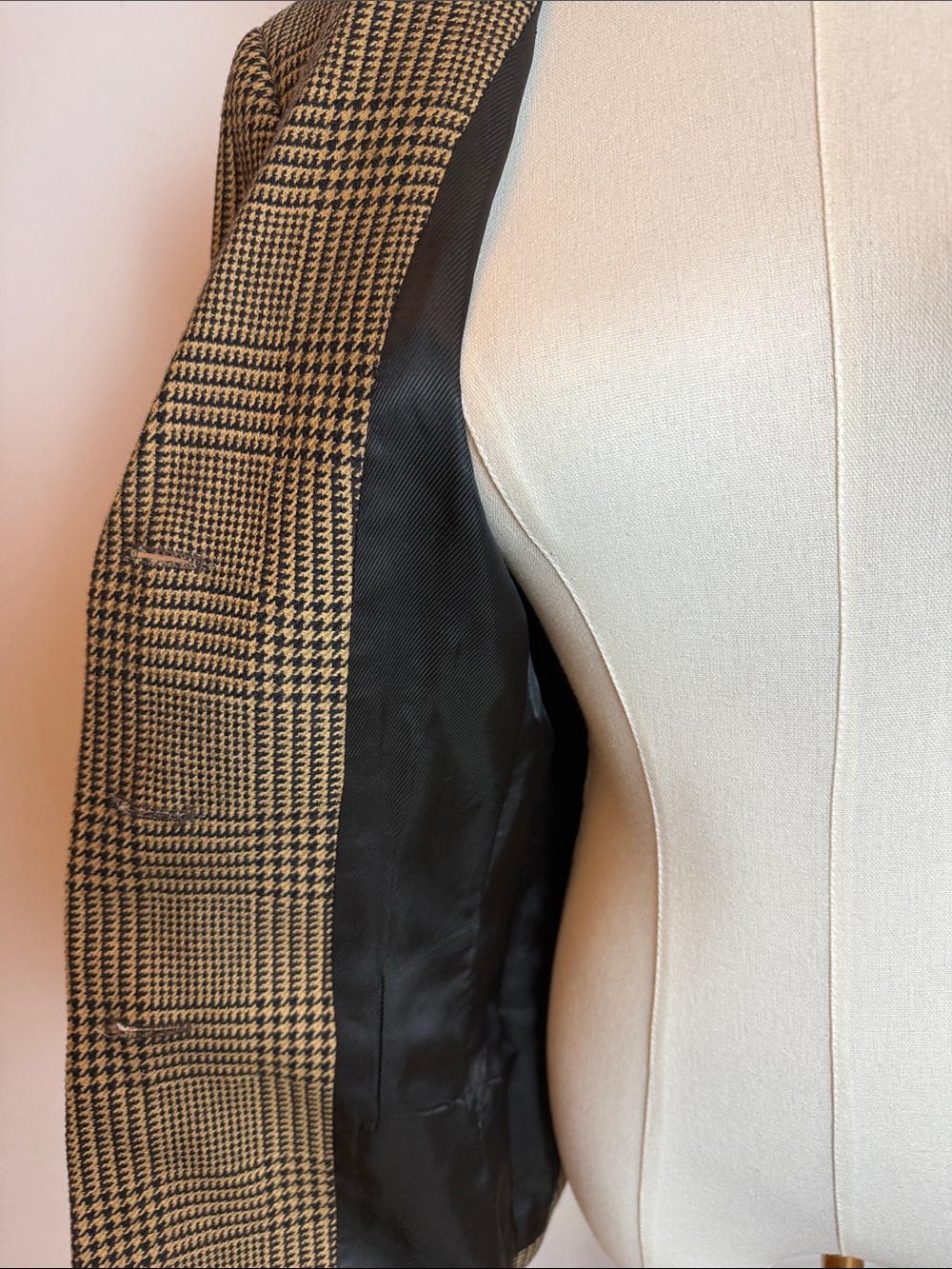 ✨ RARE FIND ✨ Mondi Brown Plaid Tailored Blazer with Gold Buttons - Picture 7 of 8